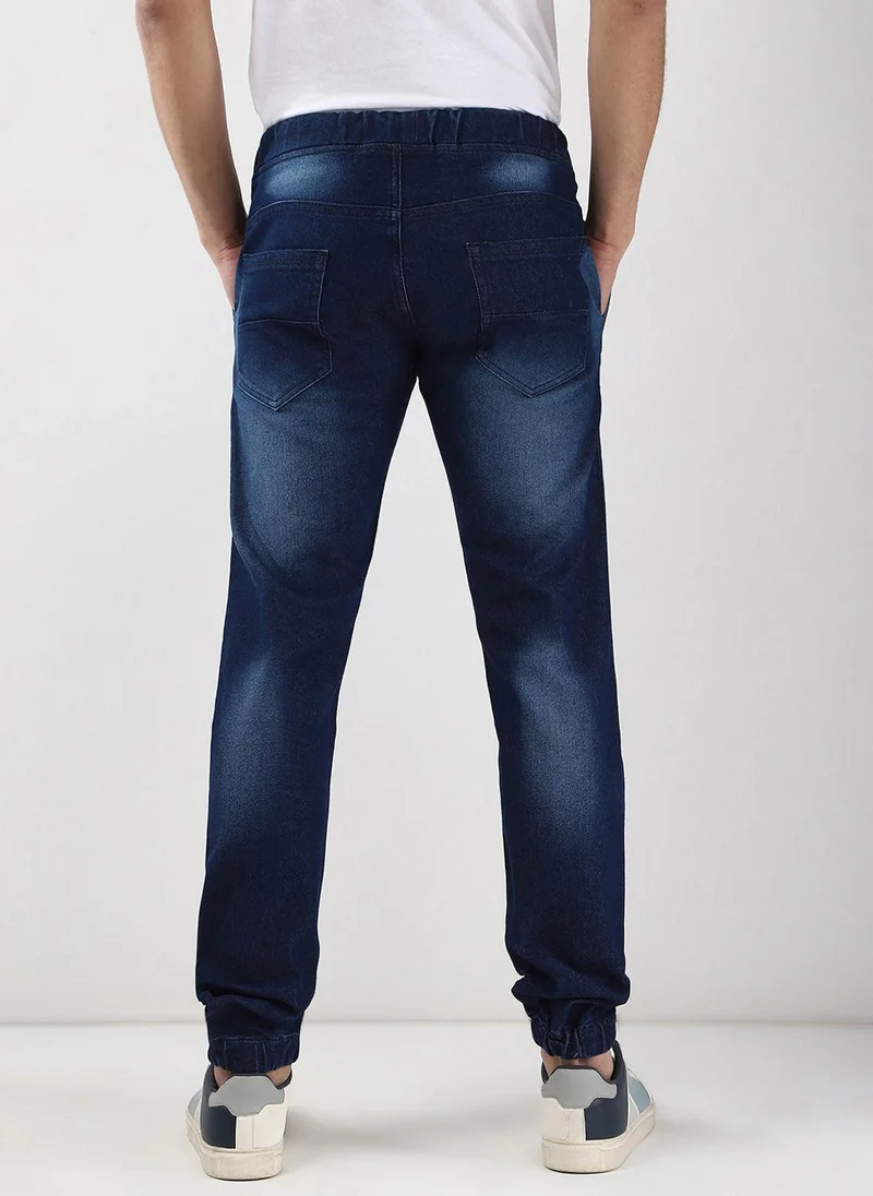 Urbano Fashion  Urbano Fashion Men's Blue Slim Fit Stretch Jogger Jeans for Men | Best Price UAE